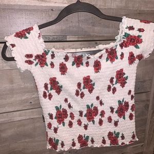 Hollister Off the Shoulder Rose Crop Top